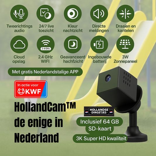 HollandCam™ | Altijd veilig – zonder wifi of stroom, direct live beeld!